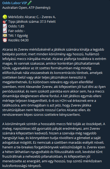 Alcaraz vs Zverev elemzés